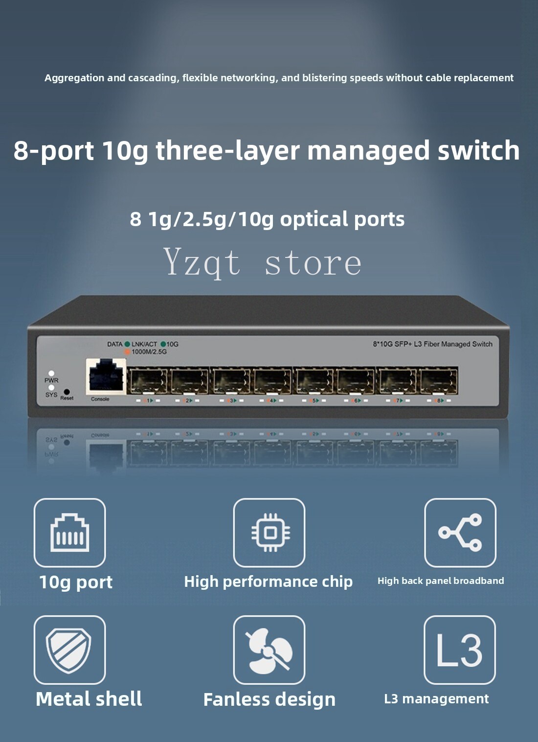 Sfp+ 10G Managed Switch 8 Port - Switch Ethernet de 8 portas, 10